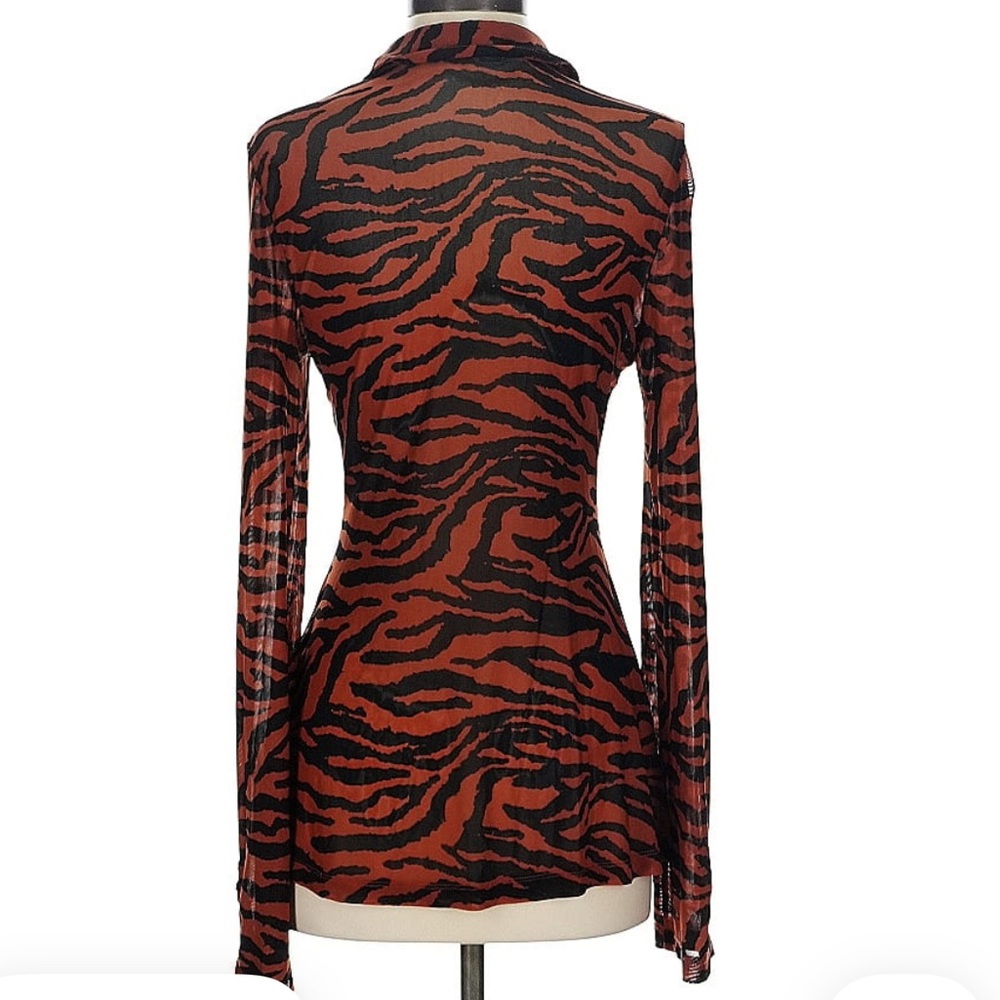 Free People Red and Black Animal Print Blouse
